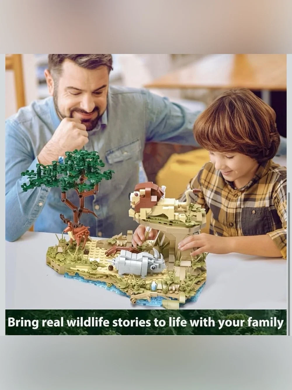 Tropical Savanna Forest Building Block Set Rhino, Deer, Lion Ages 6+ New in Box